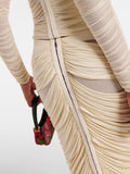 Clothing Two Sets Of Female High-End Feeling Folding Net Yarn Buns Mid-Long Skirt French Round Three-Dimensional Flower Woman 68HZ