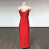 Summer Heart-Bursting Dress Sexy Sling Diamond Chain Long Body-In-Handling Bandatry Dress 68HZ