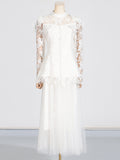 Temperament Famous Wind Two Sets 2025 Summer New Heavy Industry Embroidery Top Long Mesh Dress Dress Suit Woman 68HZ