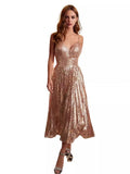 2024 New Female Summer V-Necked Dress Dress Body-Slide Princess Dress 68HZ