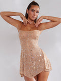 High-End Women's Hot Diamond Sexy Perspective Sling Dress Skirt Dress Dress Dress Banquet Dress Dress 68HZ