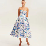 New Sexy Broken Flower Back Rope Skirt High-End Women's Breast Swing Dress 68HZ