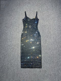 High-End Women's Nude Flash-Colored Back Light Luxury Party Birthday Sexy Dress Hanging Dress 68HZ