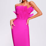 Christmas New Long Fashion Dress Brated Ostrich Hair High-End Temperament Banded Dress Woman 68HZ