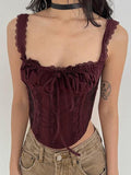 New Women's Lace Splicing Strap Short Irregular Sexy Blouse Tat Lady Sling Vest 68HZ