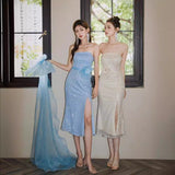 Evening Dress 2024 New Three-Dimensional Flowers With Corset Dress High-End Fine Shiny Fishtail Dress 68HZ