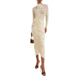 French Name Wind 2025 Spring New Fashion Fold Three-Dimensional Flower Top + Left Hip Skirt Suit Woman 68HZ