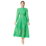 Elegance Elegant Lace Dress Autumn 2024 New Bubble Sleeve Long Sleeve Embroidered Dress Dress Woman 68HZ