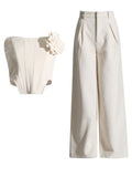 Thoracic Fish Bare Top + Fashion Casual Broad Leg Pants 2025 New Solid Color Sexy Set Two Sets Of Women 68HZ