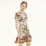 2025 Summer New Women's Round-Neck Short-Sleeved Embroidered Fashion Dress 68HZ