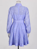 French Early Autumn Silk Taut Feeling High Collar Design Heavy Industry Nail Drill Long Sleeve Buckle Lantern Sleeve Dress Shows Temperament 68HZ