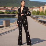 Fashion Famous Women's Clothing 2025 Spring New High-End Heavy Industry Diamond Blazer Suit Suit Suit Suit 68HZ