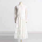 Spring 2025 New Embroidered Lace Long-Sleeved Blouse High-Waisted Half-Dress Fashion Suit Two Sets Of Female Fashion 68HZ