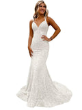 Lieling Ball Dress Body-Bagged Fishtail Small Tail Evening Dress Fine Shoulder-Band V-Neck Party Dress 68HZ