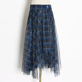 Korean Version Of Temperament High-Waisted Grid Half-Dress Girl 2025 Spring New Ins Commute Medium And Thin A Word 68HZ