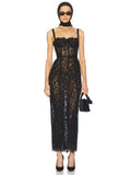 High-End Women's Sexy Net Yarn Empty Bag Slings In Long Dress With Air Dress 68HZ