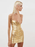 High-End Women's New Sexy Body-Wrapped Breast-Wrapped Sling Skirt Dress With Wrinkles And Hips Skirt Banquet Dress 68HZ