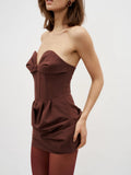 Sexy Babes Short Dress 2025 Spring New Fashion Design Fish Bone Splicing Folding Dress Dress Woman 68HZ