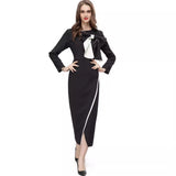 Round Collar Bud Bow Long Sleeve Sexy Open Fork Bag Cleni Pencil Mid-Long Dress Women's New Autumn And Winter 2024 68HZ