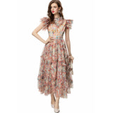 Heavy Industry Lily Lotus Leaf Sleeve Print Dress Long Dress Summer Autumn Women's New 2024 68HZ