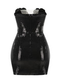 Autumn And Winter New Sexy Hottie Dress Body Squint Flowers Ass Banquet Breast-Scaring Dress 68HZ