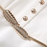 V-Neck Long Sleeve Rendering Printed White Long Dress + Belt Women's New 2025 68HZ