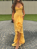 Early Autumn Women's High-End New Mesh Sling Sling Folds Irregular Sleeveless Dress Fashion Design Long Dress 68HZ