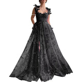 The Bridesmaid's Suit Slings Linden With Forked Temperament Sexy Evening Dress Lace Mesh Dress 68HZ