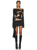 Women's New Sexy Shoulder Hollow Dress Metal Buckle Decoration Ribbon Bag Ass Dress Dress Dress Woman 68HZ