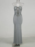 High-End Women's Clothing New Heavy Industry Hot Diamond Solid Color Sexy Thoracic Dress Dress Dress Dress Dress 68HZ