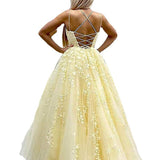 Evening Dress Women 2025 Fine Shoulder Prom Neat Long Tulle Lace Sticker Girl Party Ball Dress Summer 68HZ