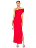 High-End Women's Minimalist Temperament High-End Slanted Shoulder Repair Bag Hip Up Dress French Dress Summer 68HZ