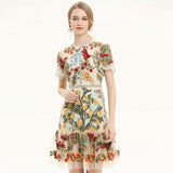 2025 Summer New Women's Round-Neck Short-Sleeved Embroidered Fashion Dress 68HZ