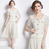 Lace Embroidered Dress Square Understanding Temperament Chiffon 100-Fold Skirt Belt To Collect Thin 68HZ
