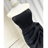 Small Design Three-Dimensional Fish Bone Thoracic Body To Close The Waist Irregular Folded Skirt Open Fork And Hip Dress Skirt 68HZ