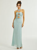 High-End Women's Clothing New Heavy Industry Hot Diamond Solid Color Sexy Thoracic Dress Dress Dress Dress Dress 68HZ