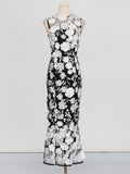 Temperament Flower Collage Design Long Dress Women's Summer 2025 New Three-Dimensional Flowers Waist Display Thin Waist Dress 68HZ