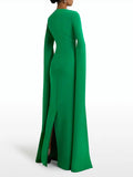 High-Level Famous Wind 2025 New Temperament Elegant Design Feel Hand-Cut Solid Color Long Dress Dress Dress Dress Woman 68HZ