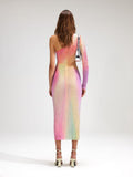 High-End Women's Sexy Oblique Shoulder-Luff Color Dress High-End Temperament Open-Fork Dress Dress With Hip Skirt 68HZ