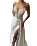 Evening Dress With Bra Feathers And Tail Dress Open Sexy Birthday Party Dress Woman 68HZ