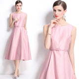 Summer New French Temperament Light Style Light Wind To The Waist Thin Fashion Long Sleeveless Dress 68HZ