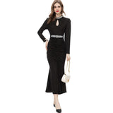 Heavy Industry Nails Sexy Hollow Long-Sleeved Fishtail Princess Dress Dress Women's Spring And Summer New 2024 68HZ