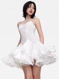 2024 Summer New Body-Repair Sexy Perspective Sling Dress High-End Temperament Lotus Leaf Skirt Small Dress Dress 68HZ