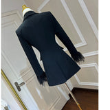 Shiny Hot Diamond Collar Feather Cuffs To Repair Waist Suit Coat Coat Women New 68HZ