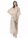 Fashion French Light Luxury Elegant Heavy Industry Embroidery Yarn Net Dress 68HZ