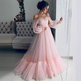Spring 2024 New Women's Shoulder Mesh Yarn Long-Sleeved Wedding Dress Dress New 68HZ