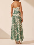 Artistic Retro Style Print Thoracic Dress 2025 New Temperament Design Folded Long Mesh Dress Woman 68HZ