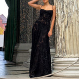 Women's New Sexy Dress Black Perspective Sling Skirt Sexy Bareback Dress Dress Evening Dress 68HZ