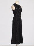 Elegance Elegant Wind 2025 Spring New Nail Beads Diamond Ring Collar Sleeveless Waist Slim Slimmed A-Word Dress 68HZ