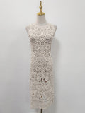Arts Style Leisure Straight Sleeveless Dress 2025 New Personality Hollow Tart Design Long Dress Women's Summer 68HZ